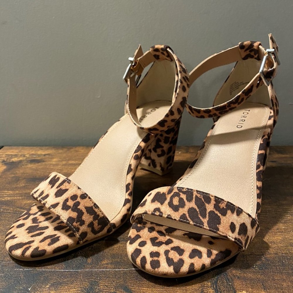 Torrid Leopard Print Ankle-Strap Tapered Heel - Size 9W